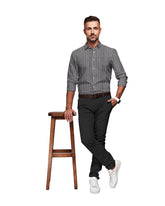 BLACK & BROWN THICK STRIP LINE COTTON SHIRT